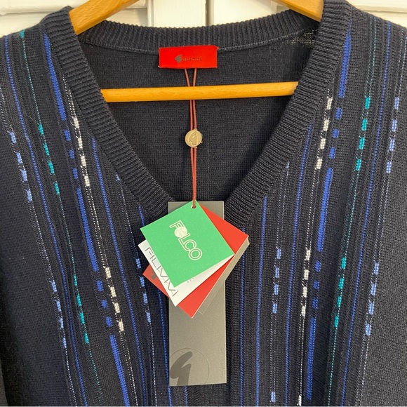 {Gabicci} NWT Vintage Blue Wool Blend V-Neck Pullover Sweater - XXL - Picture 7 of 9